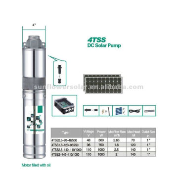 Helical rotor submersible bore Solar pump, Max Flow Rate 1380 LPH, Max Head 165 m.